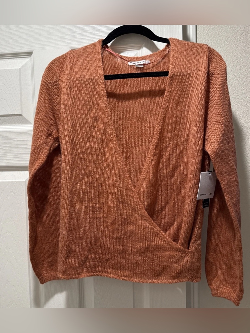 O'Neill Women's V-Neck Wrap Sweater in Rust